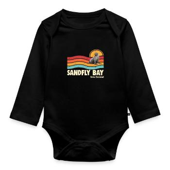 Sandfly Bay New Zealand - Organic Longsleeve Baby Bodysuit - black - Front