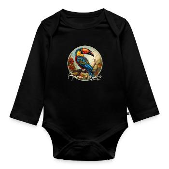 Arenal Volcano Costa Rica retro style - Organic Longsleeve Baby Bodysuit - black - Front