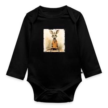 mignon kangourou - Body Bébé bio manches longues - noir - Devant