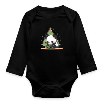 Sapin de Noël Panda Bear - Body Bébé bio manches longues - noir - Devant