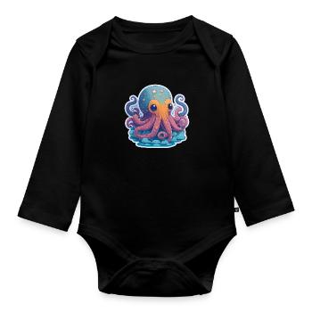 Octopus - Baby Bio-Langarm-Body - Schwarz - Vorne