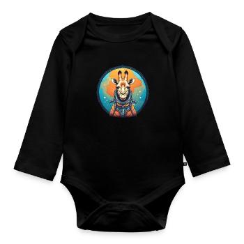 Giraffe - Baby Bio-Langarm-Body - Schwarz - Vorne