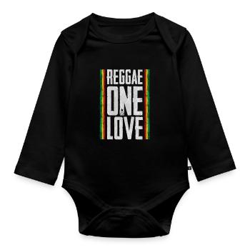 reggae one love - Organic Longsleeve Baby Bodysuit - black - Front