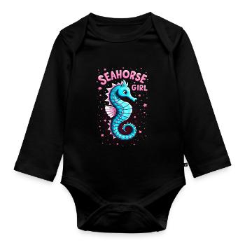 Seahorse Girl - Baby Bio-Langarm-Body - Schwarz - Vorne