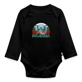 Bulgarie - Body Bébé bio manches longues - noir - Devant