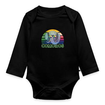 Comoros - Organic Longsleeve Baby Bodysuit - black - Front