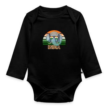 Indien - Baby Bio-Langarm-Body - Schwarz - Vorne