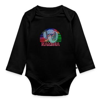 Namibia - Baby Bio-Langarm-Body - Schwarz - Vorne