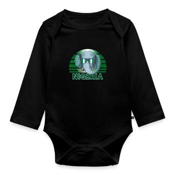 Nigeria - Baby Bio-Langarm-Body - Schwarz - Vorne
