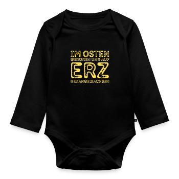 Im Osten geboren auf Erz herangewachsen DDR Shirt - Baby Bio-Langarm-Body - Schwarz - Vorne