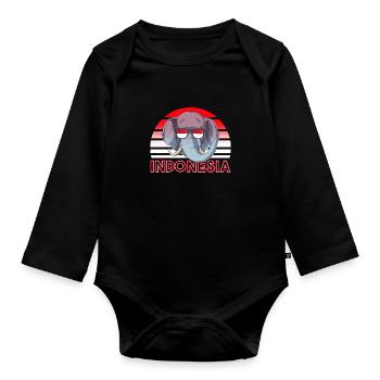 Indonesien - Baby Bio-Langarm-Body - Schwarz - Vorne