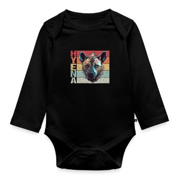 Böse Hyäne Retro style - Baby Bio-Langarm-Body - Schwarz - Vorne