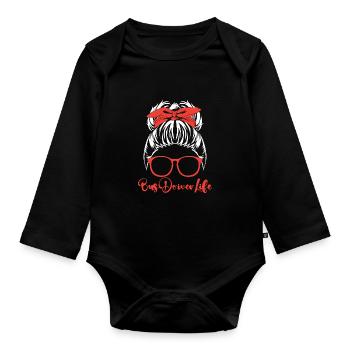 School Bus Driver School Bus - Organic Longsleeve Baby Bodysuit - black - Front