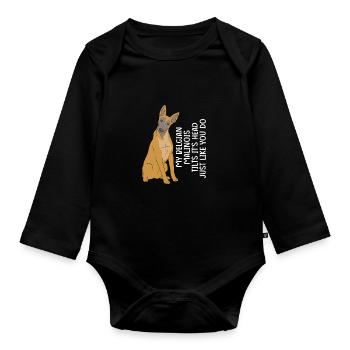 Malinois belge - Body Bébé bio manches longues - noir - Devant