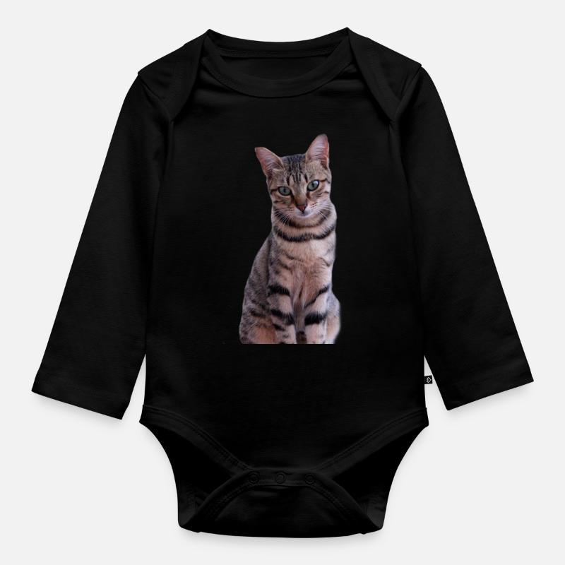 Katze Kätzchen - Baby Bio-Langarm-Body - Schwarz