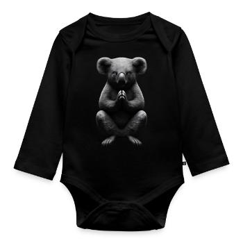 Praying Koala Buddha - Organic Longsleeve Baby Bodysuit - black - Front