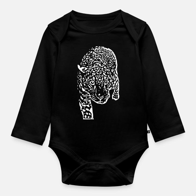 Blanc léopard - Body Bébé bio manches longues - noir