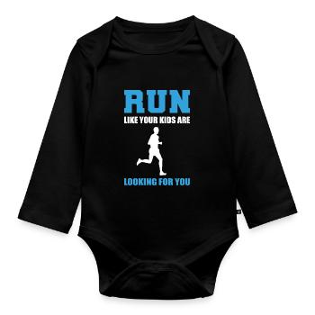 Suche nach Ihnen Lustiger Vater Geschenk - Baby Bio-Langarm-Body - Schwarz - Vorne