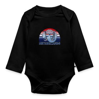Netherlands - Organic Longsleeve Baby Bodysuit - black - Front