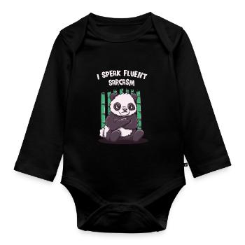Ich spreche fließend Sarkasmus lustige Freunde Hum - Baby Bio-Langarm-Body - Schwarz - Vorne