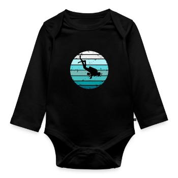 Tauchen Retro Sunset Taucher - Baby Bio-Langarm-Body - Schwarz - Vorne