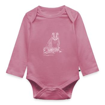laying badger - Organic Longsleeve Baby Bodysuit - mauve - Front