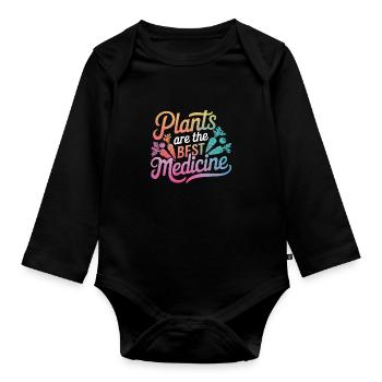 Végétarien Végétalien Végétarien Végétarien - Body Bébé bio manches longues - noir - Devant