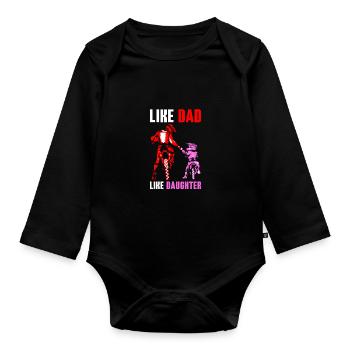 Like Dad Like Daughter Geschenk Motocross - Baby Bio-Langarm-Body - Schwarz - Vorne