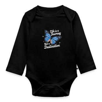 Schmetterling Monarchfalter Bunt Schmetterlinge - Baby Bio-Langarm-Body - Schwarz - Vorne