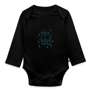 fat, cute bear - Organic Longsleeve Baby Bodysuit - black - Front