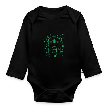 cute little panda - Organic Longsleeve Baby Bodysuit - black - Front