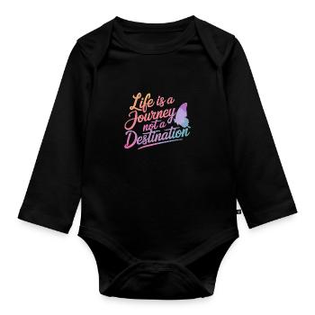 Schmetterling Monarchfalter Bunt Schmetterlinge - Baby Bio-Langarm-Body - Schwarz - Vorne