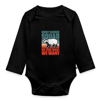 Retro Honey Badger Squad pour un miel fanatique de Ratel - Body Bébé bio manches longues - noir - Devant