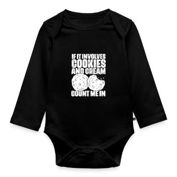 If It Involves Funny Cookies And Cream Vinatge - Baby Bio-Langarm-Body - Schwarz - Vorne
