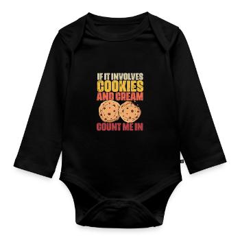 If It Involves Retro Cookies And Cream A Funny - Baby Bio-Langarm-Body - Schwarz - Vorne