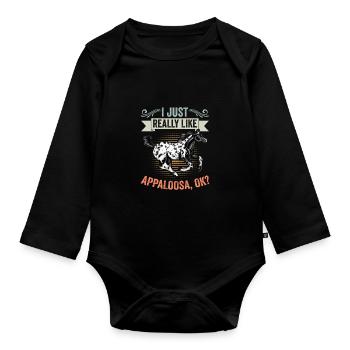 J’aime vraiment le cheval Retro Appaloosa et - Body Bébé bio manches longues - noir - Devant