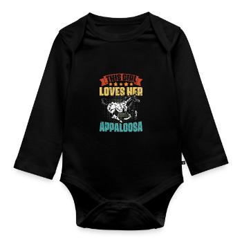 Vintage Appaloosa Horse Girl For A Spotted Appy - Organic Longsleeve Baby Bodysuit - black - Front