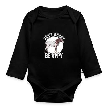 Don't Worry Be Appy Funny Appaloosa Girl Appaloosa - Organic Longsleeve Baby Bodysuit - black - Front