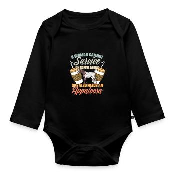 A Woman Cannot Survive On Coffee Alone Funny - Baby Bio-Langarm-Body - Schwarz - Vorne