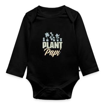 Rétro Plante Papi Plantes Jardinage Un Papa Jardinier - Body Bébé bio manches longues - noir - Devant