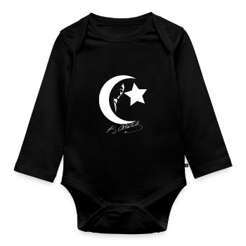 Super Mustafa Kemal Atatürk Signature pour - Body Bébé bio manches longues - noir - Devant