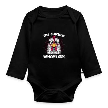 The Chicken Whisperer Funny Chicken Farming A - Baby Bio-Langarm-Body - Schwarz - Vorne