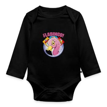 Vintage Flabingo Flamingo Bingo For Bingo Player - Organic Longsleeve Baby Bodysuit - black - Front