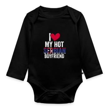 Awesome I Love My Hot Serbian Boyfriend For A - Baby Bio-Langarm-Body - Schwarz - Vorne
