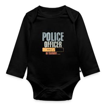Retro Police Officer In Training Back The Blue A - Organic Longsleeve Baby Bodysuit - black - Front