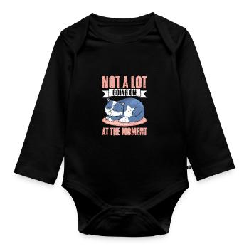 Sleeping Cat Not A Lot Going On At The Moment A - Organic Longsleeve Baby Bodysuit - black - Front