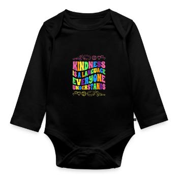 Kindness Is A Language Everyone Understands Autism - Baby Bio-Langarm-Body - Schwarz - Vorne