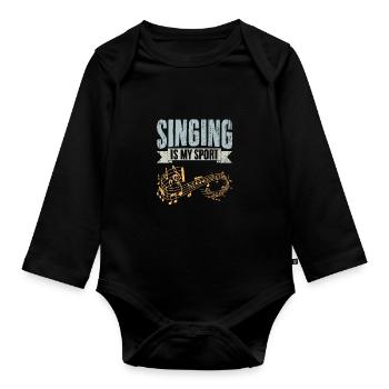 Retro Singing Is My Sport For Band Vocalist - Organic Longsleeve Baby Bodysuit - black - Front