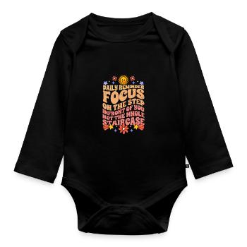 Groovy Daily Reminder Positive Affirmation - Organic Longsleeve Baby Bodysuit - black - Front