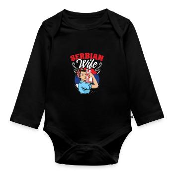 Serbian Wife Unbreakable Woman A Serbia Srbija - Baby Bio-Langarm-Body - Schwarz - Vorne
